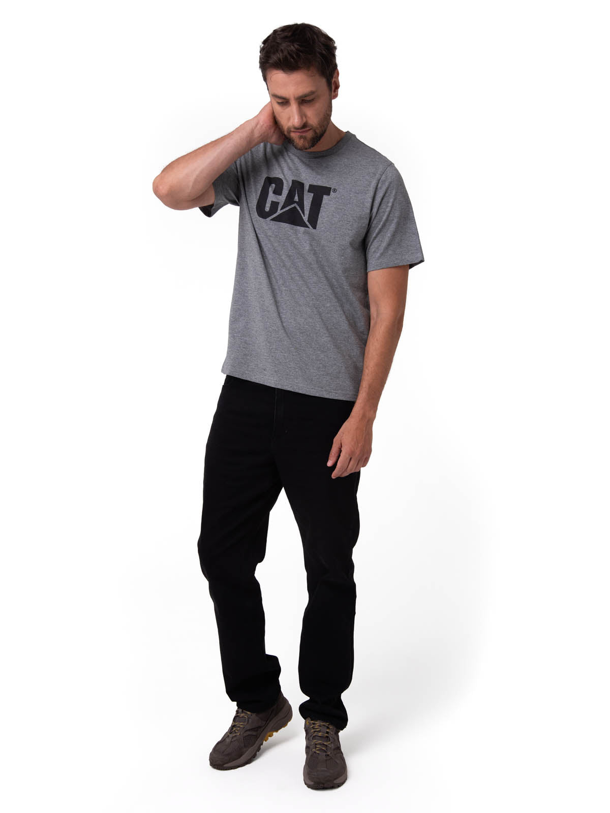 Polera Manga Corta Hombre Logo Gris CAT