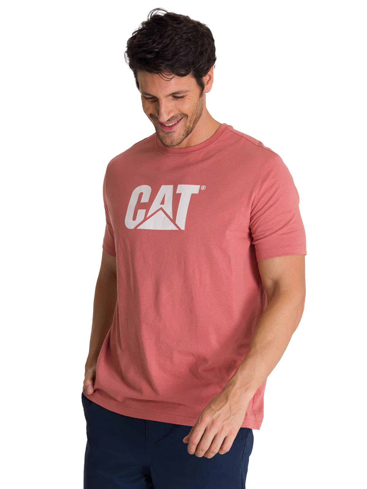 Polera Manga Corta Hombre Logo Terracota CAT