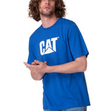 Polera Manga Corta Hombre Cat Logo Tee Azul