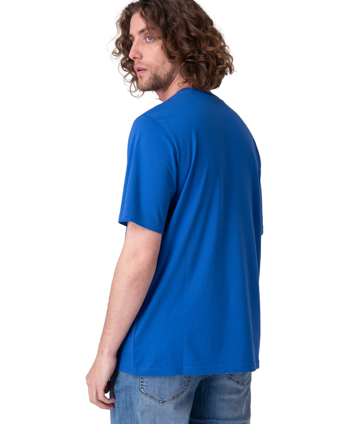 Polera Manga Corta Hombre Cat Logo Tee Azul