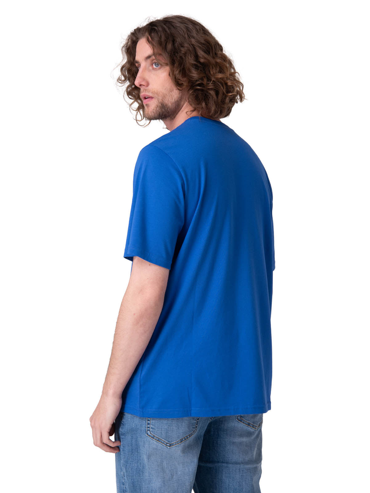 Polera Manga Corta Hombre Cat Logo Tee Azul