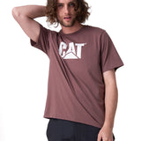 Polera Manga Corta Hombre Cat Logo Tee Café