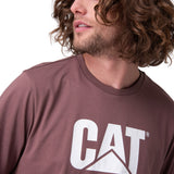 Polera Manga Corta Hombre Cat Logo Tee Café