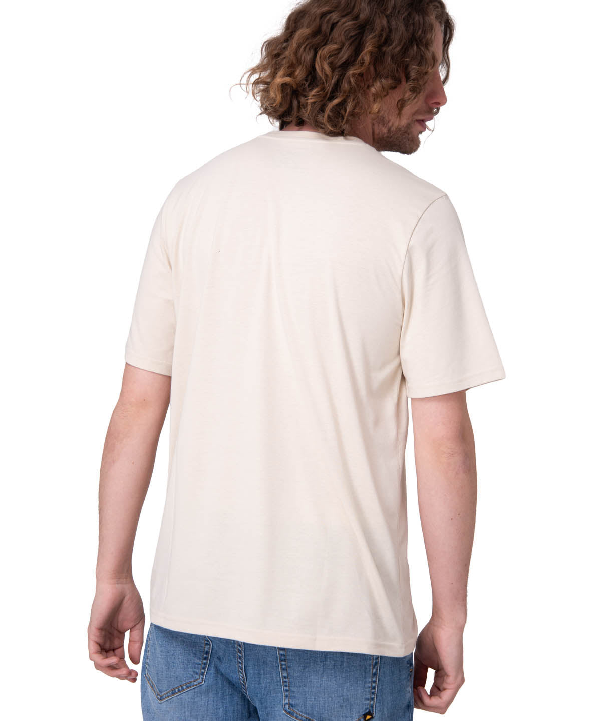 Polera Manga Corta Hombre Cat Logo Tee Beige/Crudo