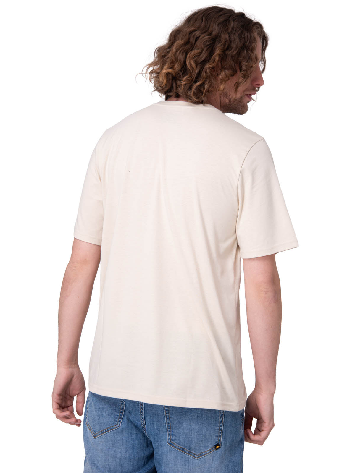 Polera Manga Corta Hombre Cat Logo Tee Beige/Crudo