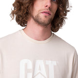 Polera Manga Corta Hombre Cat Logo Tee Beige/Crudo