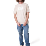 Polera Manga Corta Hombre Cat Logo Tee Beige/Crudo