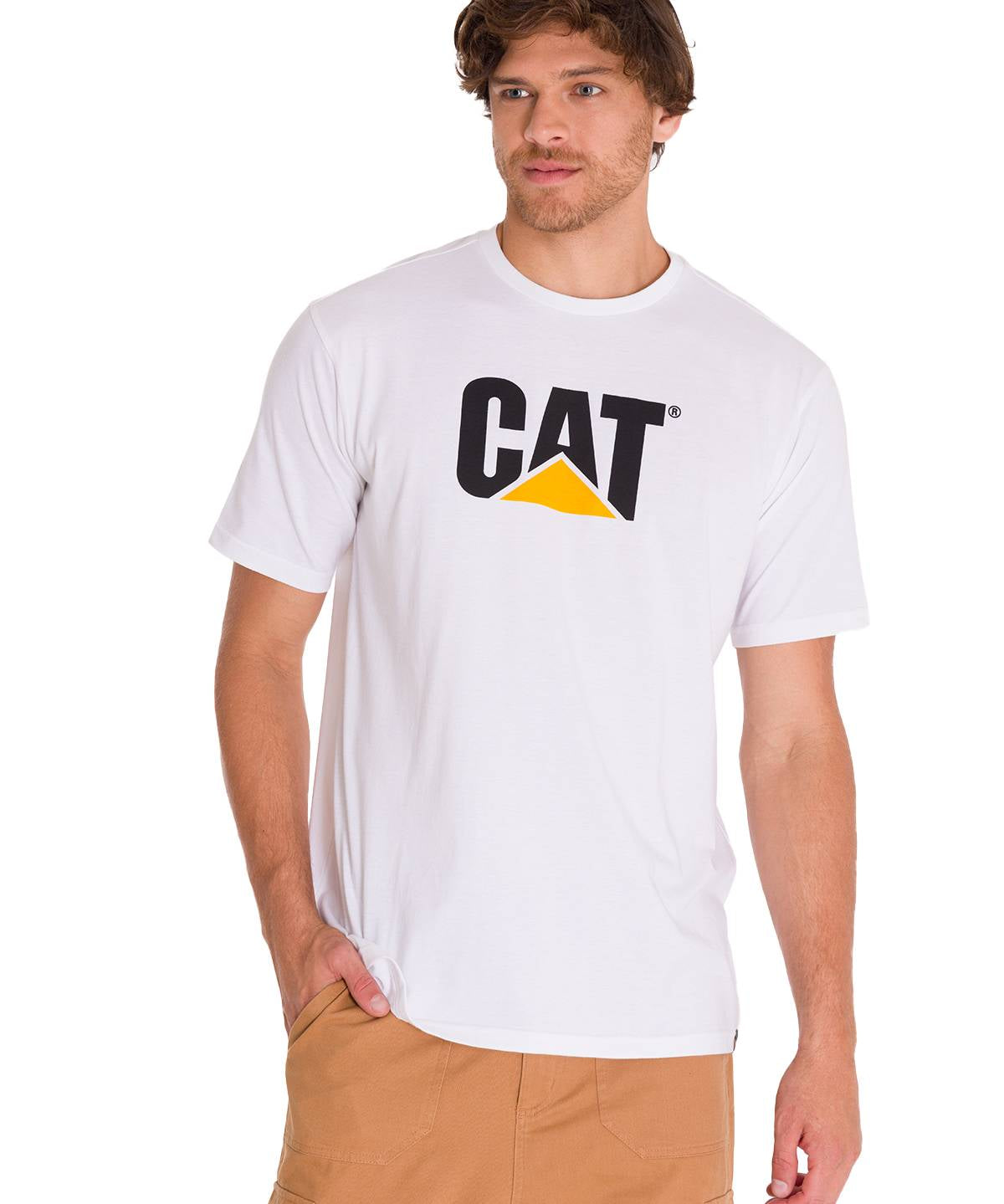 Polera Manga corta Casual Hombre CAT LOGO TEE Blanco CAT