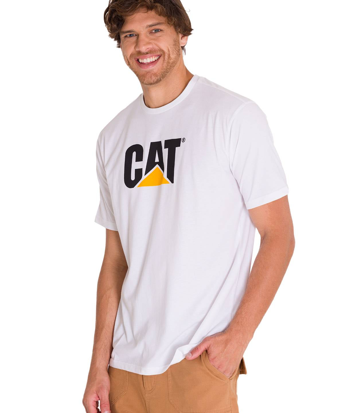 Polera Manga corta Casual Hombre CAT LOGO TEE Blanco CAT