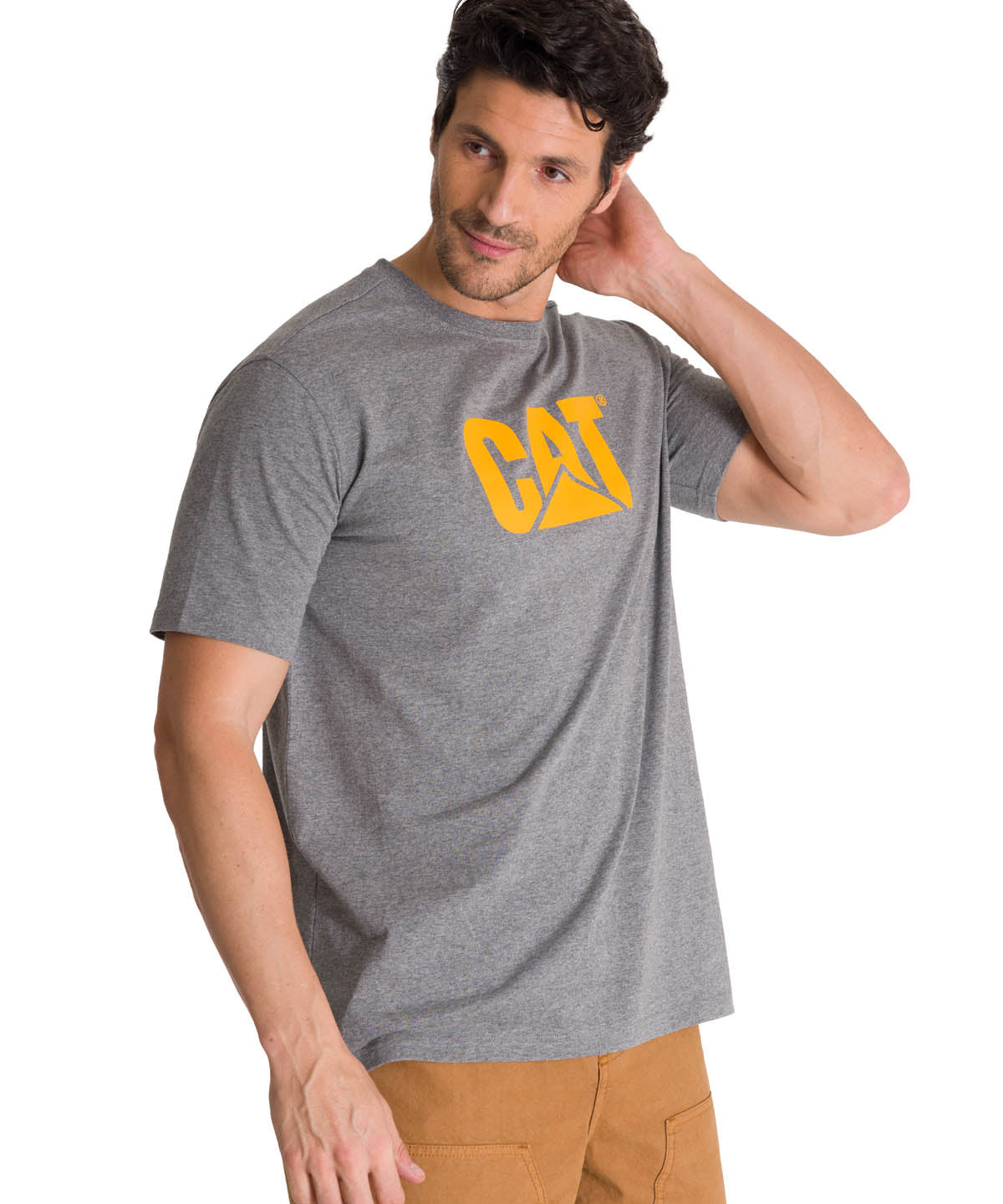 Polera Manga Corta Hombre Logo Gris CAT