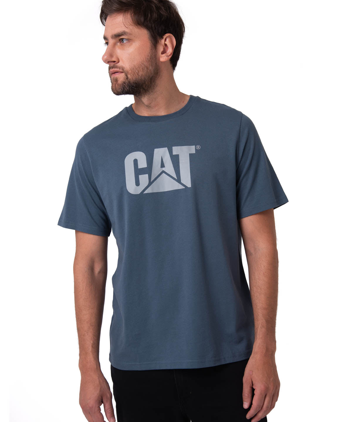 Polera Manga Corta Hombre Logo Azul Oscuro CAT
