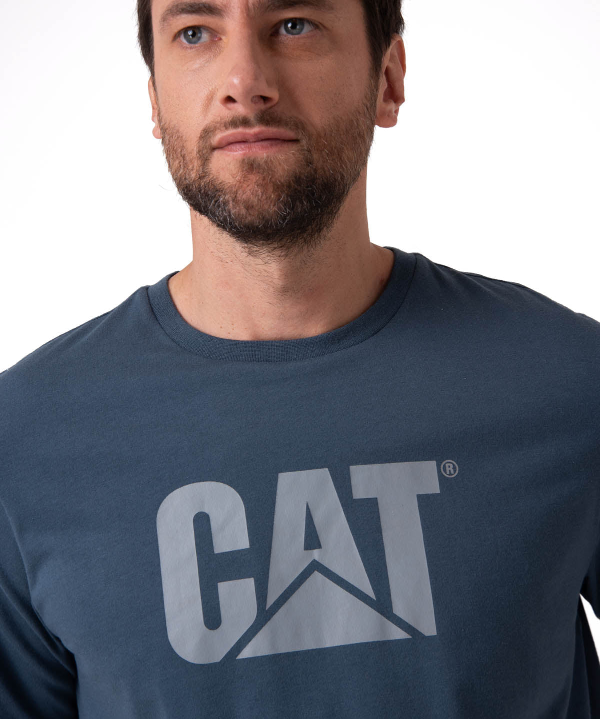 Polera Manga Corta Hombre Logo Azul Oscuro CAT