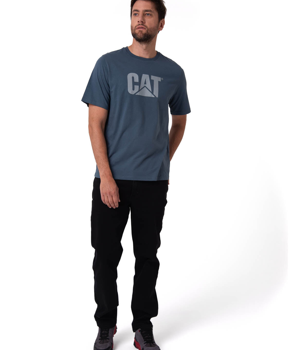 Polera Manga Corta Hombre Logo Azul Oscuro CAT