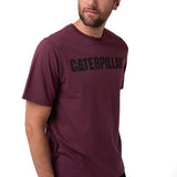 Polera Manga Corta Hombre Logo Caterpillar Granate