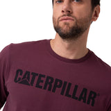 Polera Manga Corta Hombre Logo Caterpillar Granate