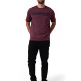 Polera Manga Corta Hombre Logo Caterpillar Granate