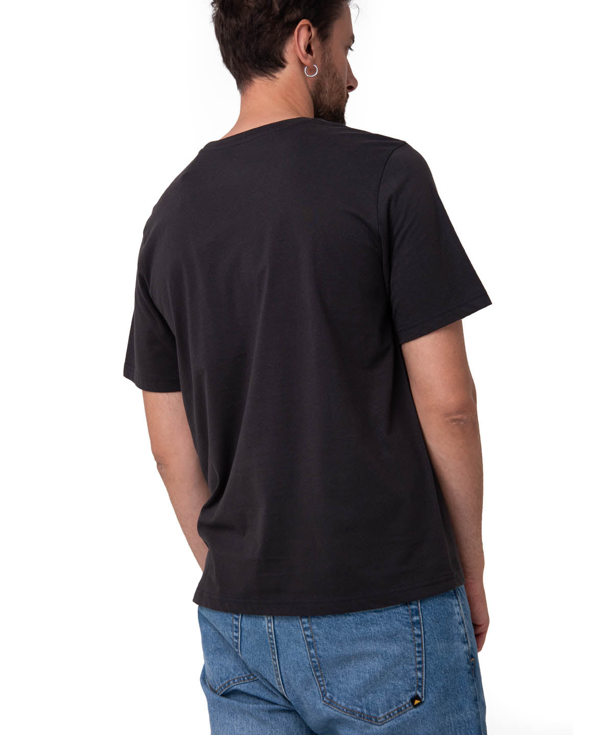 Polera Manga Corta Hombre Logo Caterpillar Negro