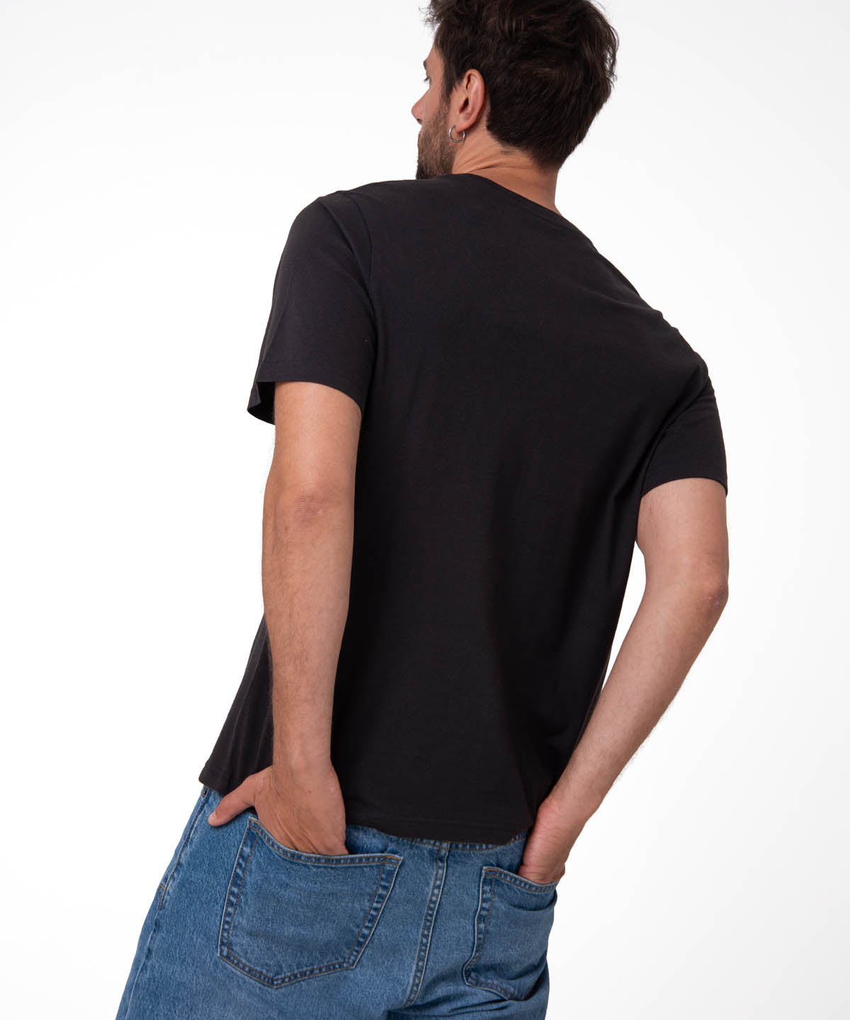 Polera Manga Corta Hombre Logo Caterpillar Negro