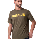 Polera Manga Corta Hombre Logo Caterpillar Verde