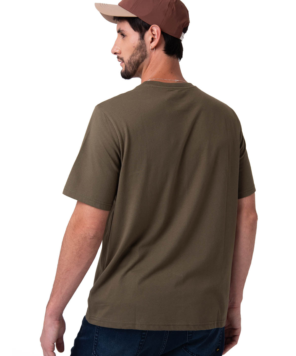 Polera Manga Corta Hombre Logo Caterpillar Verde