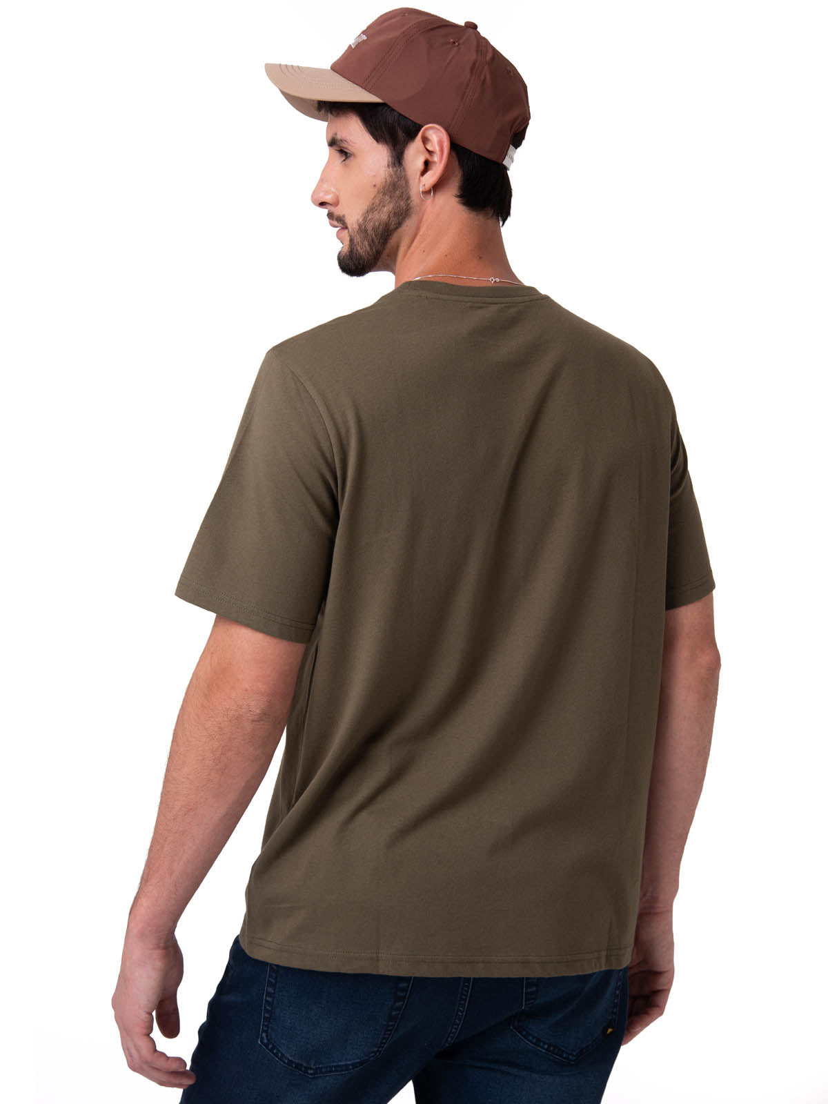 Polera Manga Corta Hombre Logo Caterpillar Verde