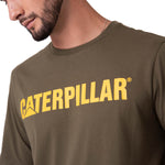Polera Manga Corta Hombre Logo Caterpillar Verde