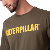 Polera Manga Corta Hombre Logo Caterpillar Verde