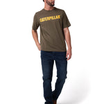 Polera Manga Corta Hombre Logo Caterpillar Verde