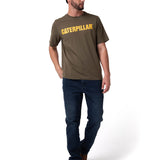 Polera Manga Corta Hombre Logo Caterpillar Verde