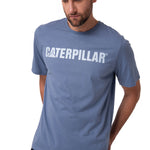 Polera Manga Corta Hombre Logo Caterpillar Azul