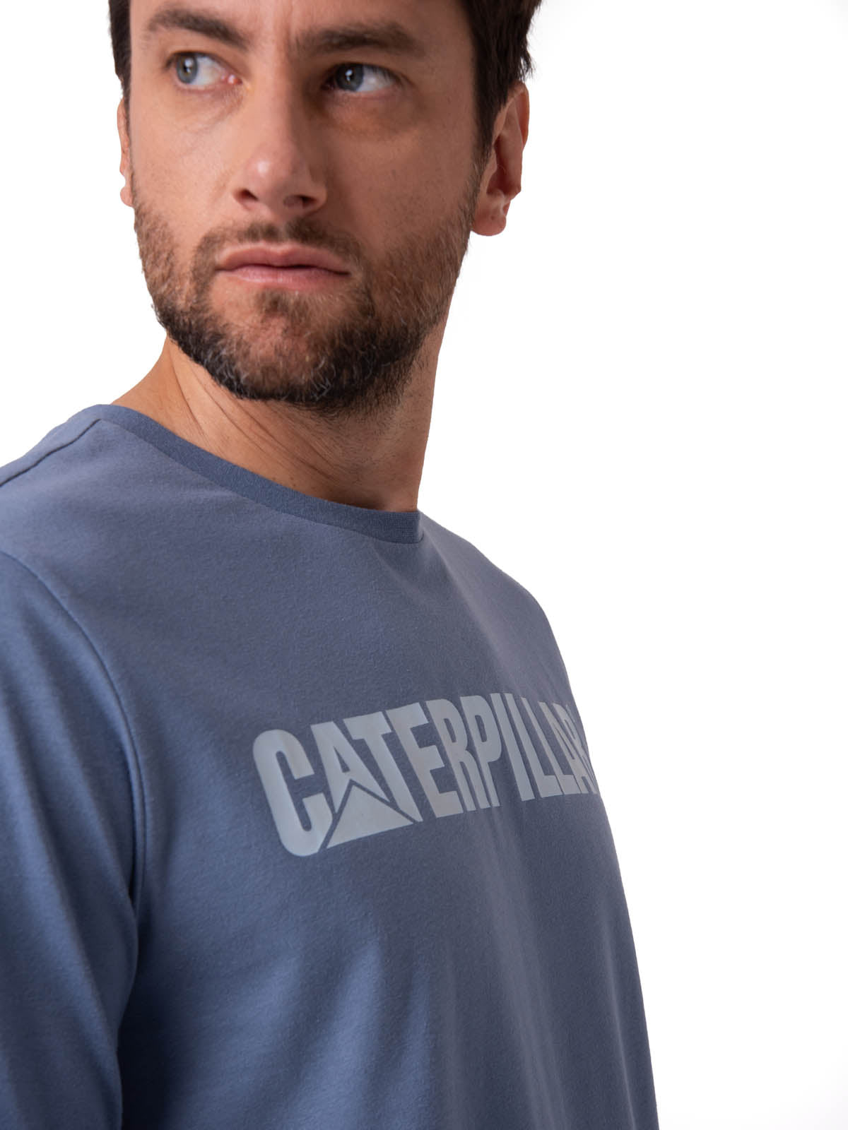 Polera Manga Corta Hombre Logo Caterpillar Azul