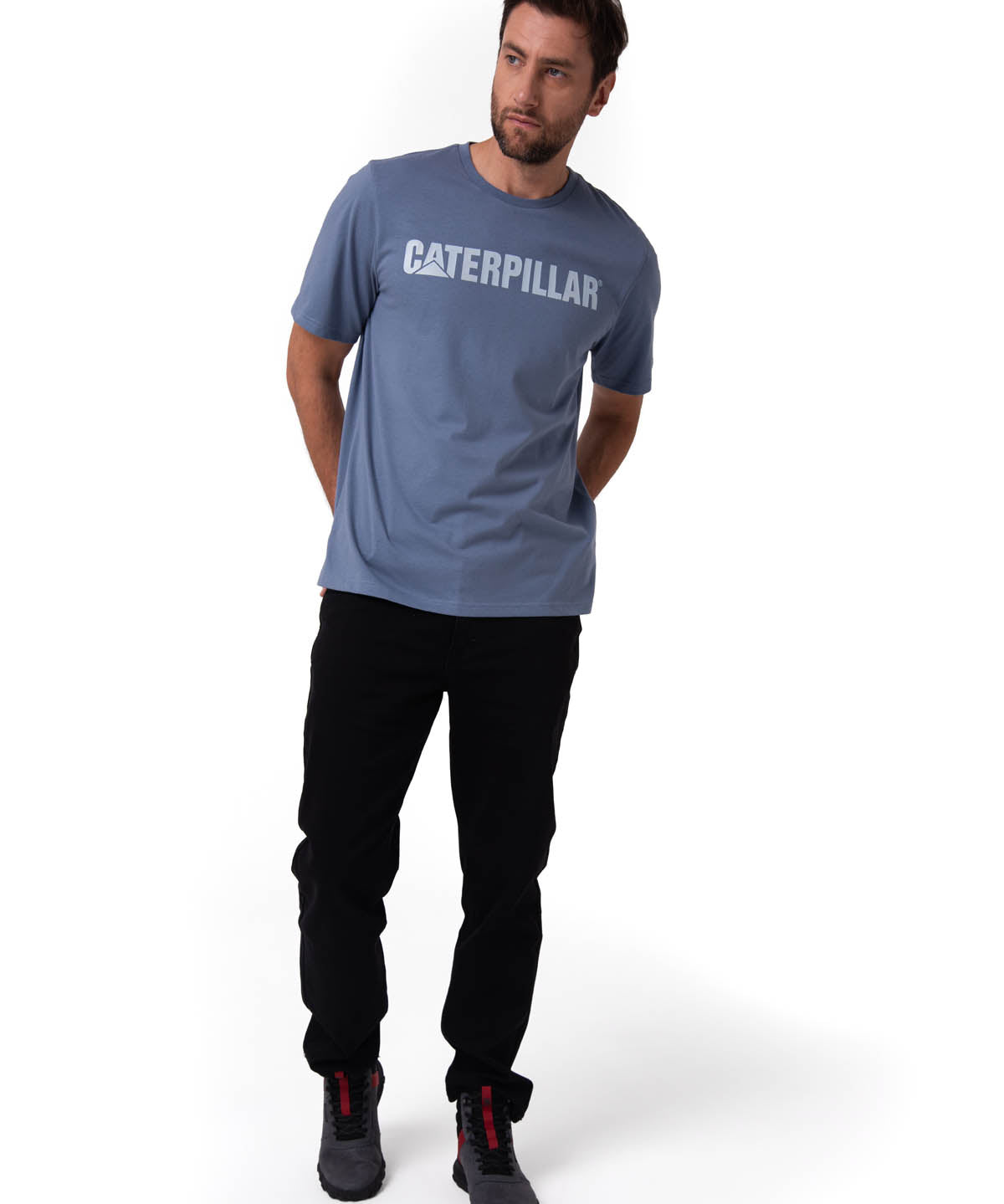 Polera Manga Corta Hombre Logo Caterpillar Azul