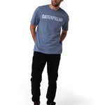 Polera Manga Corta Hombre Logo Caterpillar Azul