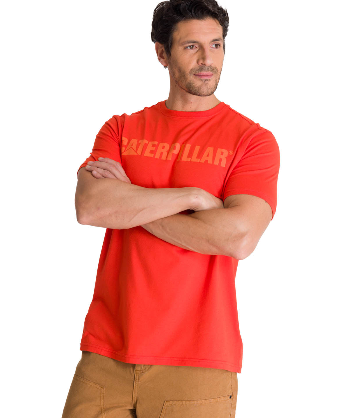 Polera Manga Corta Hombre Logo Caterpillar Rojo CAT