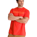 Polera Manga Corta Hombre Logo Caterpillar Rojo CAT