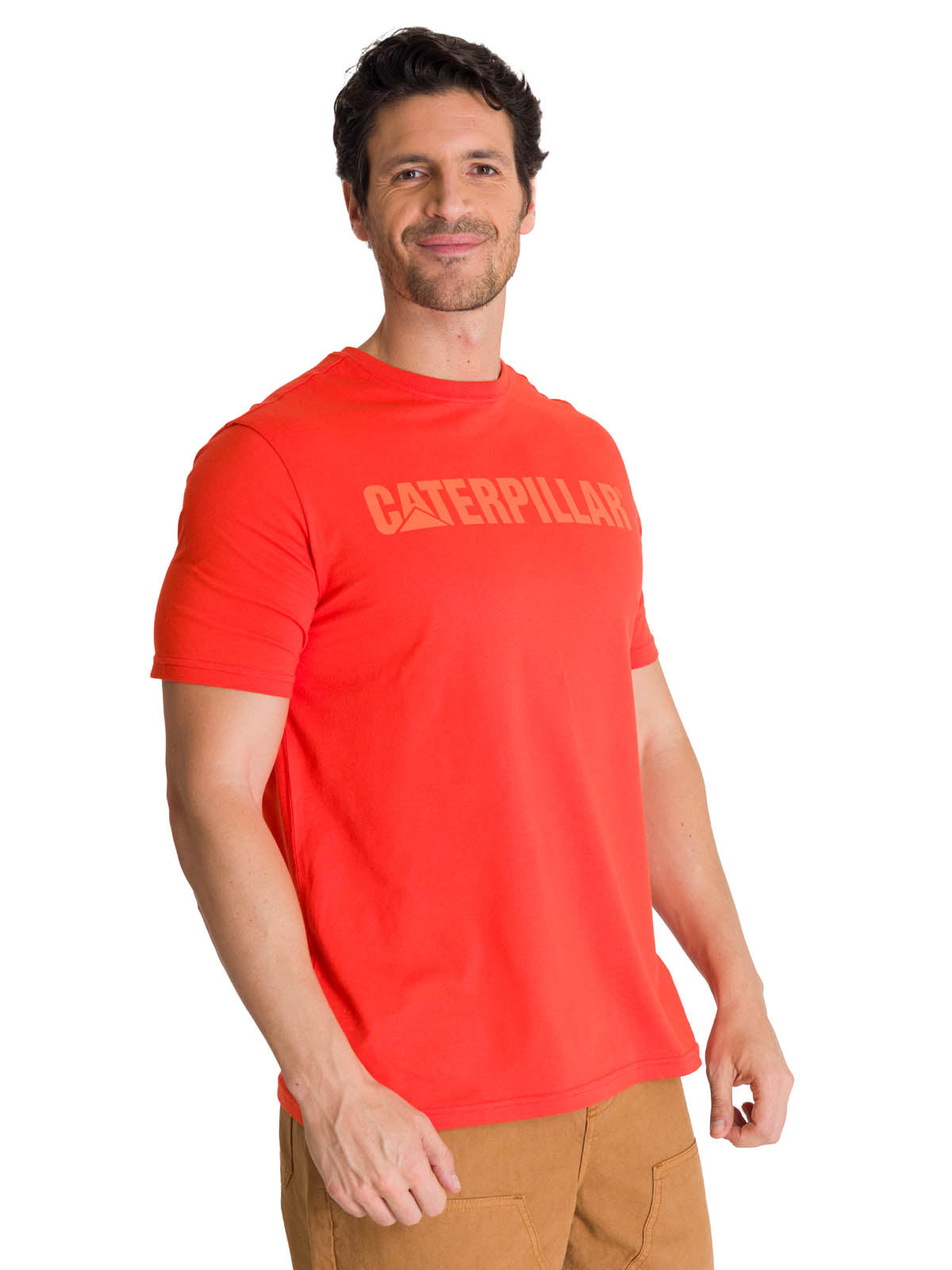 Polera Manga Corta Hombre Logo Caterpillar Rojo CAT