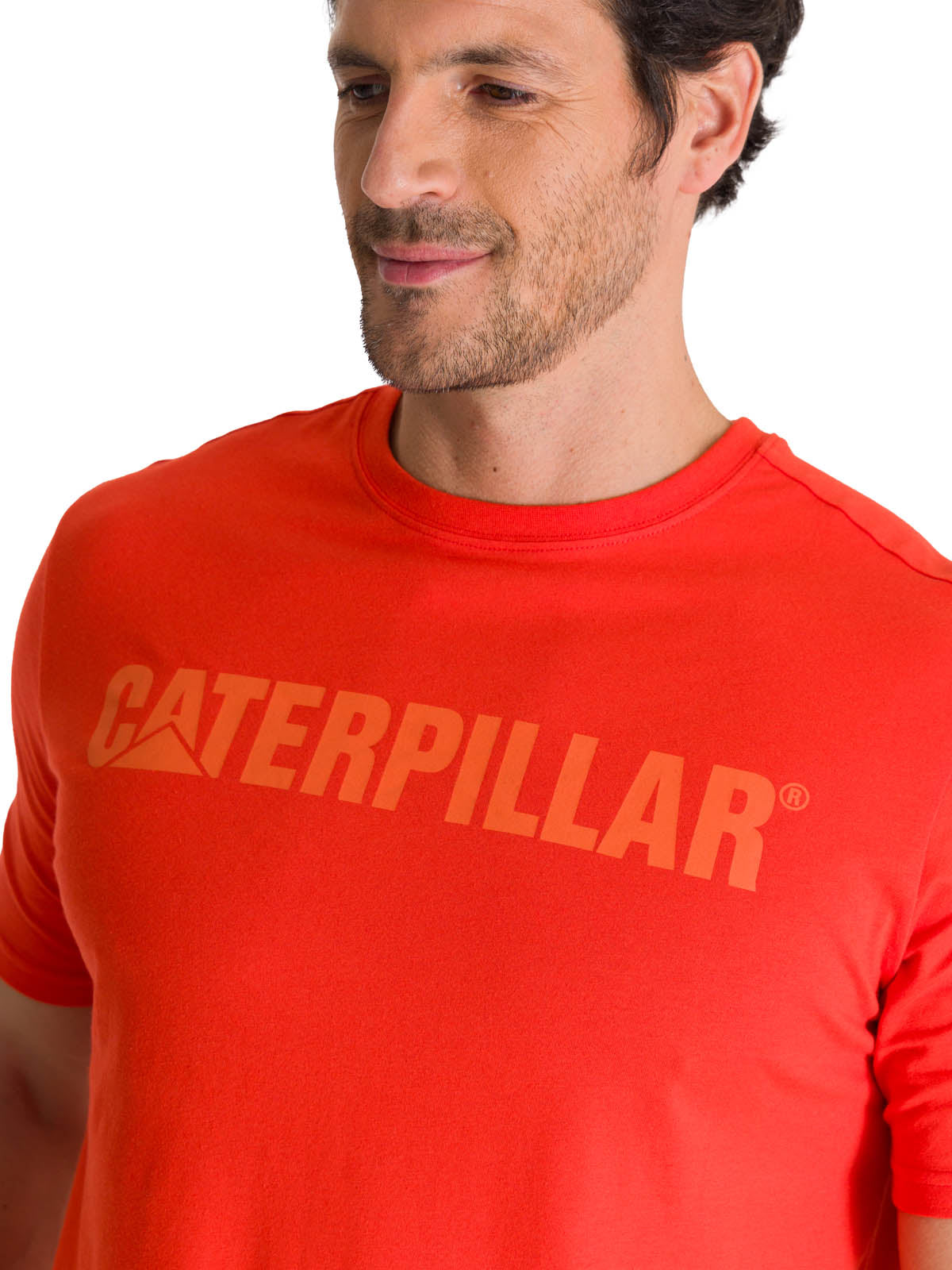 Polera Manga Corta Hombre Logo Caterpillar Rojo CAT