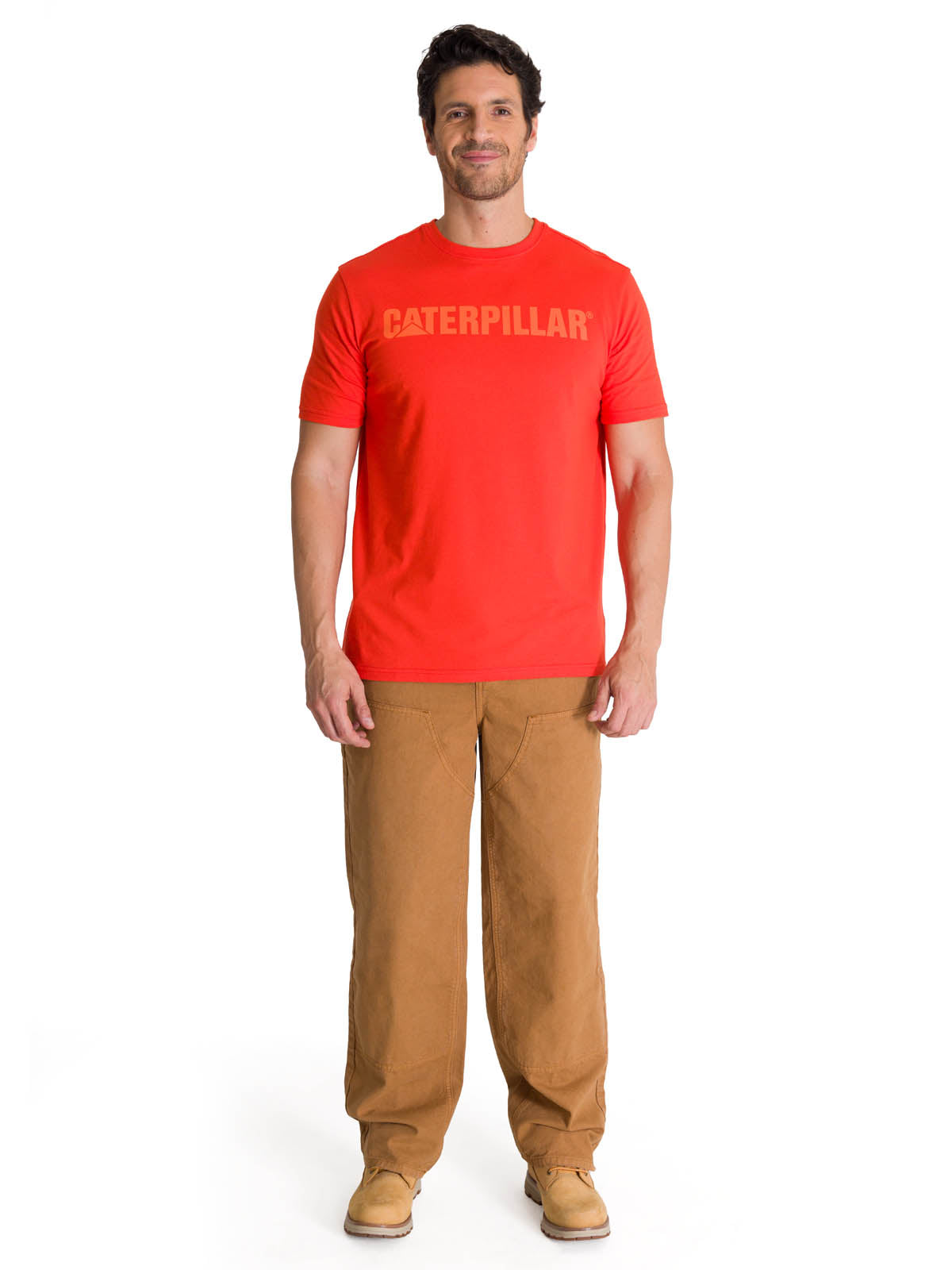 Polera Manga Corta Hombre Logo Caterpillar Rojo CAT