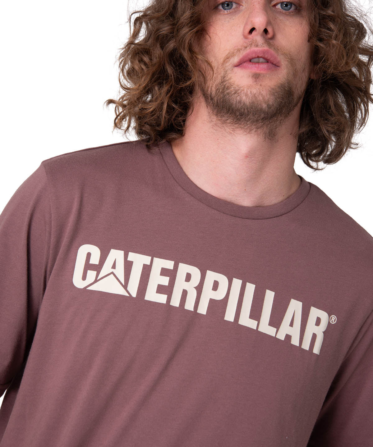 Polera Manga Corta Hombre Caterpillar Logo Tee Café