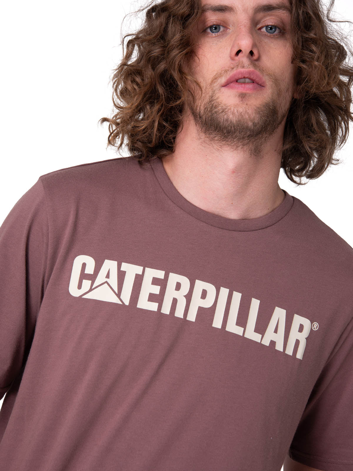 Polera Manga Corta Hombre Caterpillar Logo Tee Café