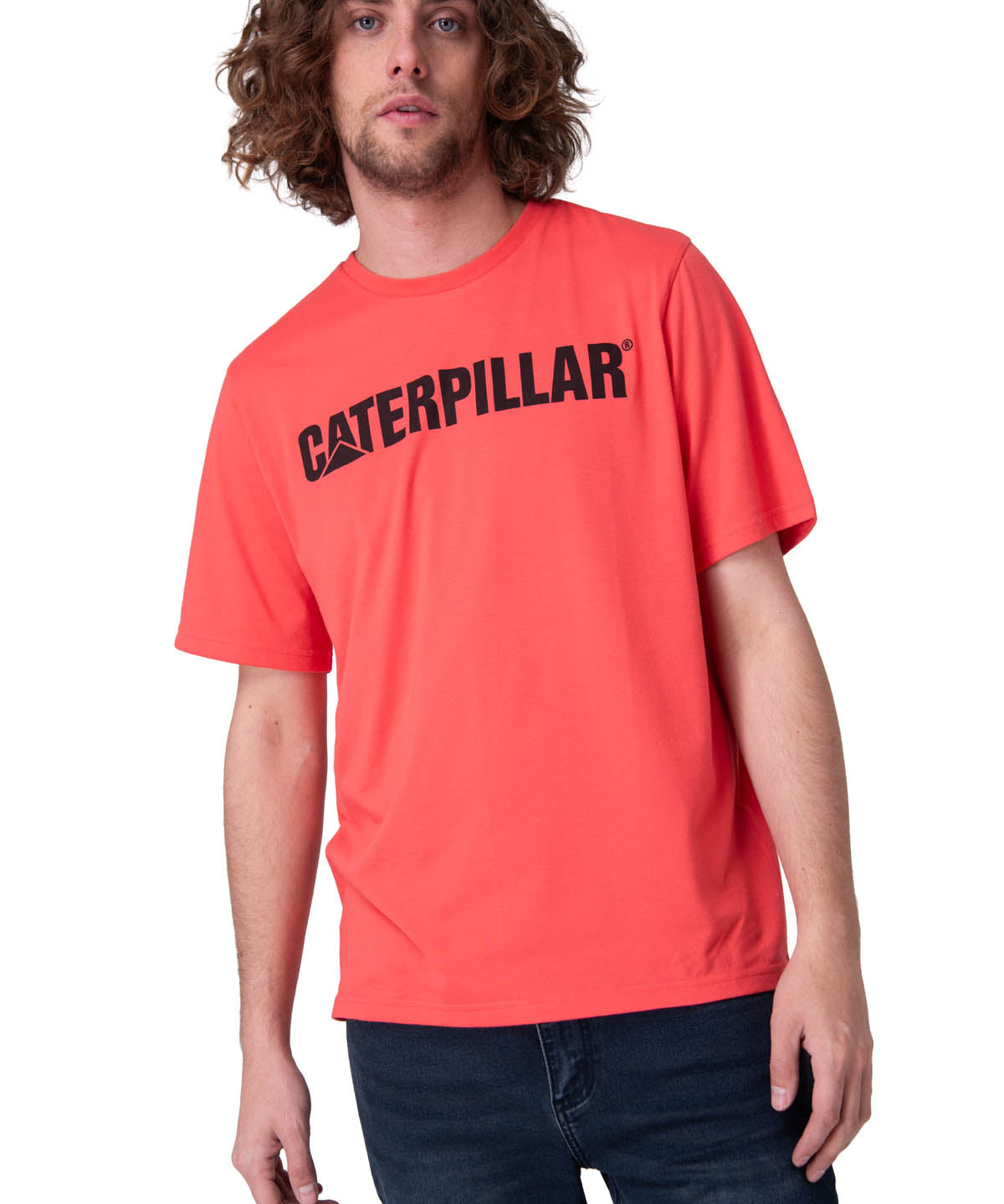 Polera Manga Corta Hombre Caterpillar Logo Tee Rojo
