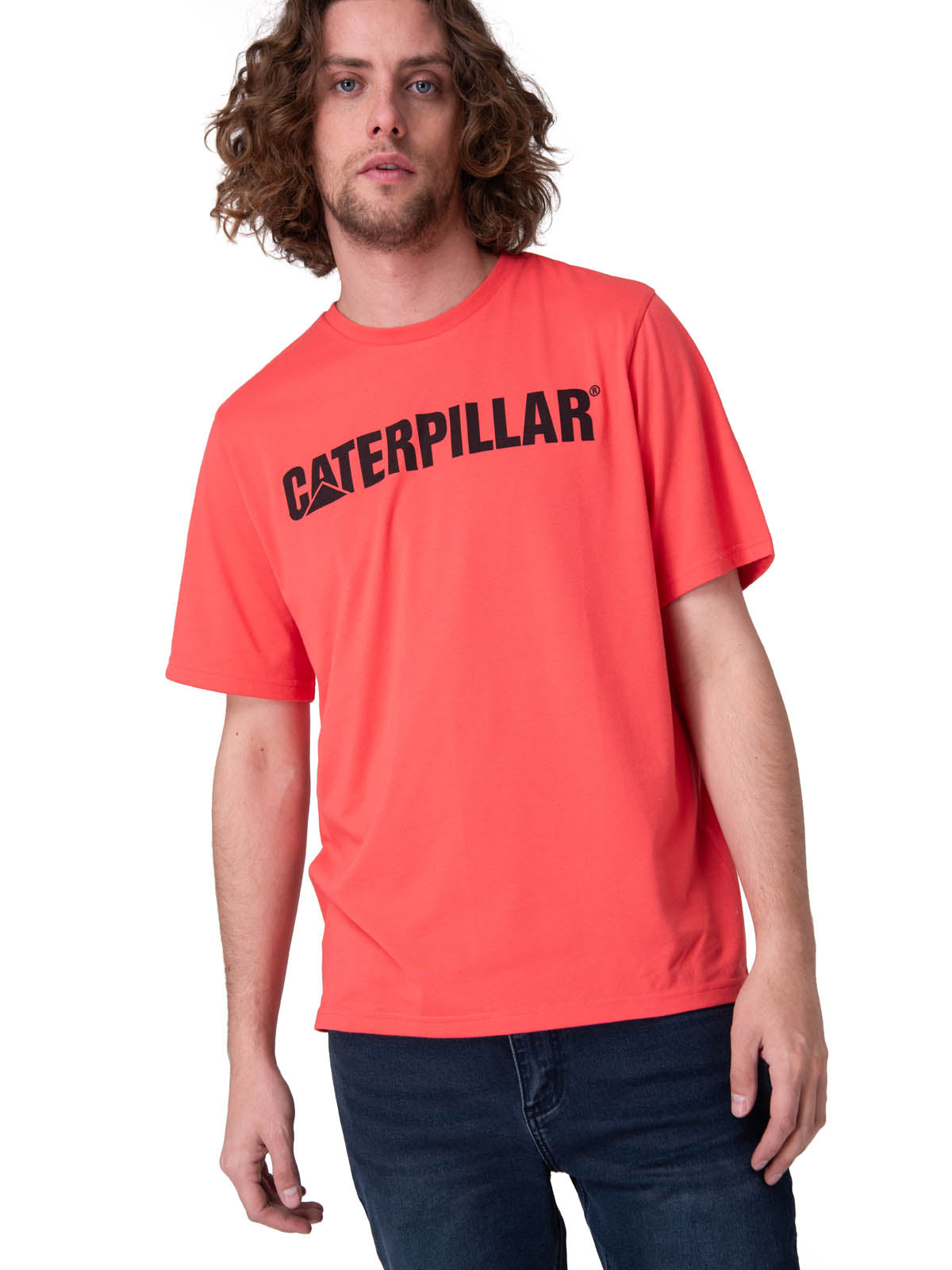 Polera Manga Corta Hombre Caterpillar Logo Tee Rojo