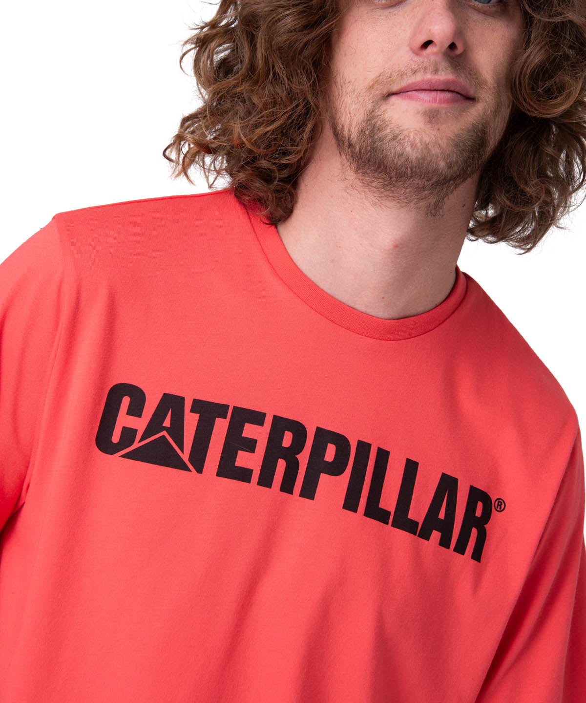 Polera Manga Corta Hombre Caterpillar Logo Tee Rojo