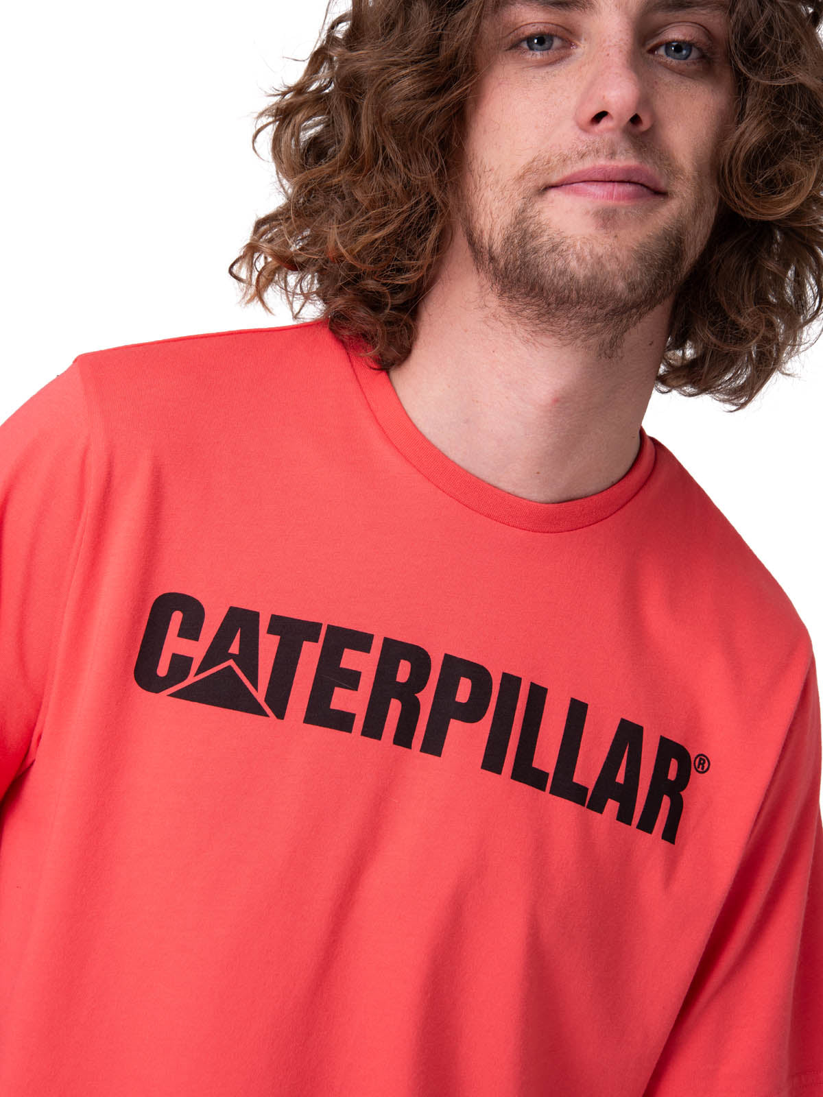 Polera Manga Corta Hombre Caterpillar Logo Tee Rojo