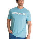 Polera Manga Corta Hombre Logo Caterpillar Celeste CAT