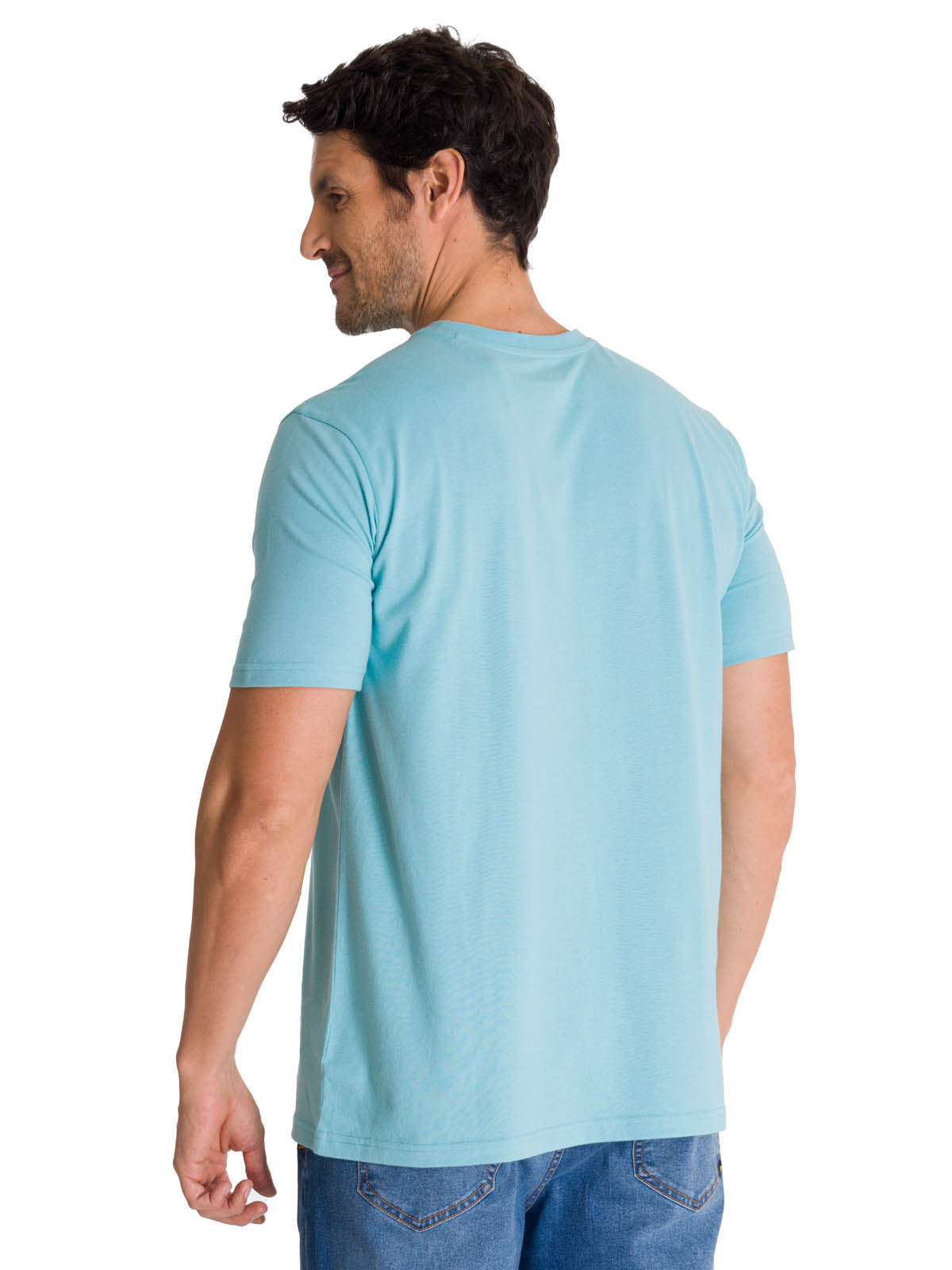 Polera Manga Corta Hombre Logo Caterpillar Celeste CAT