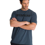 Polera Manga Corta Hombre Logo Caterpillar Azul CAT