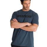 Polera Manga Corta Hombre Logo Caterpillar Azul CAT