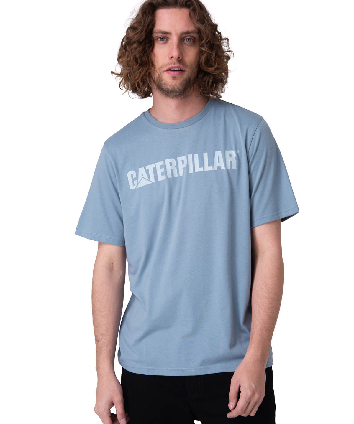 Polera Manga Corta Hombre Caterpillar Logo Tee Celeste