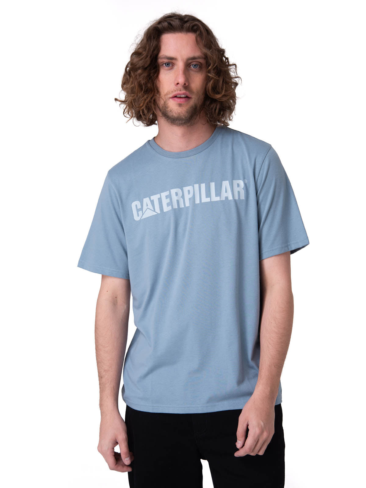 Polera Manga Corta Hombre Caterpillar Logo Tee Celeste